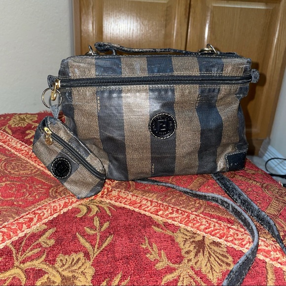 SOLD Authentic Vintage FENDI Stripped Bag & Coin purse - Picture 2 of 4